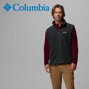 Columbia Dark Gray Charcoal Fleece Vest with Zip Front Size Large